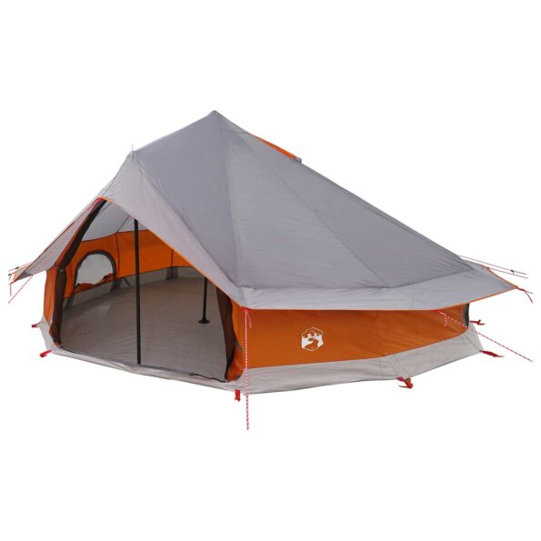 vidaXL Tipi stan Šedá a oranžová 800 x 800 x 430 cm Polyester a oceľ – Obrázok 2