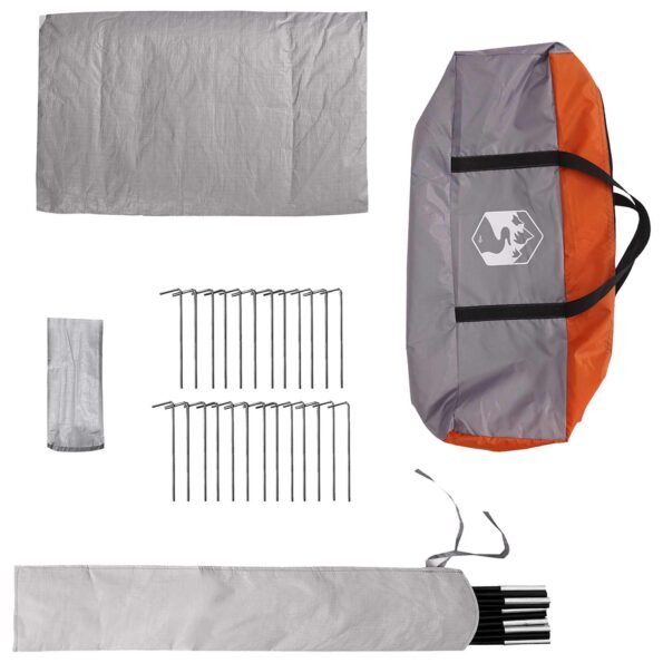 vidaXL Tipi stan Šedá a oranžová 800 x 800 x 430 cm Polyester a oceľ – Obrázok 7