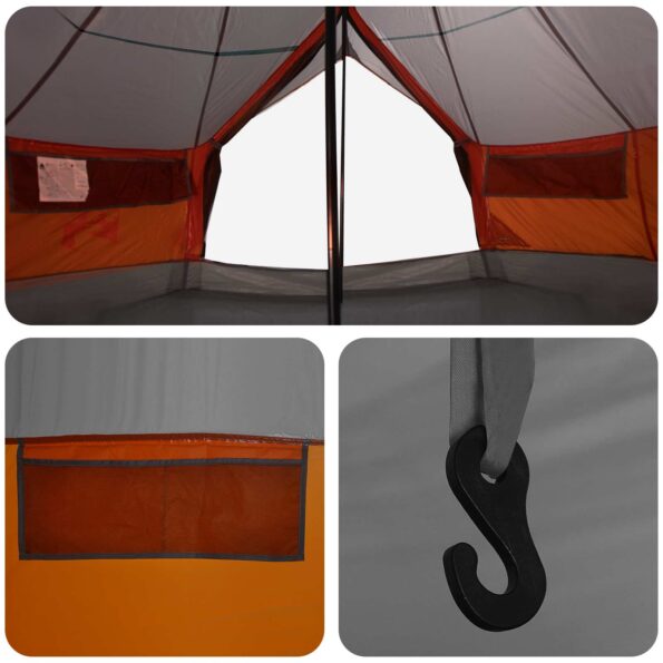 vidaXL Tipi stan Šedá a oranžová 800 x 800 x 430 cm Polyester a oceľ – Obrázok 8