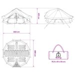 vidaXL Tipi stan Armádna zelená 800 x 800 x 430 cm Polyester a oceľ – Obrázok 11