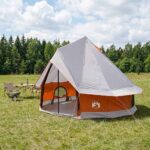 vidaXL Tipi stan Šedá a oranžová 250 x 250 cm Polyester a oceľ