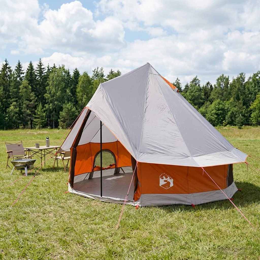 42028721_1.jpg vidaXL Tipi stan Šedá a oranžová 250 x 250 cm Polyester a oceľ – Obrázok 1