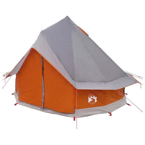 vidaXL Tipi stan Šedá a oranžová 250 x 250 cm Polyester a oceľ – Obrázok 3