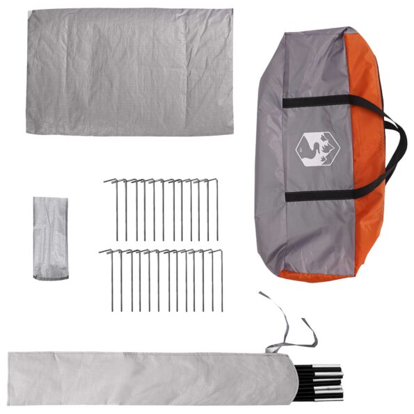vidaXL Tipi stan Šedá a oranžová 250 x 250 cm Polyester a oceľ – Obrázok 7