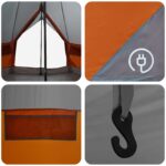 vidaXL Tipi stan Šedá a oranžová 250 x 250 cm Polyester a oceľ – Obrázok 8