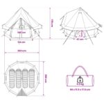 vidaXL Tipi stan Armádna zelená 250 x 250 cm Polyester a oceľ – Obrázok 11