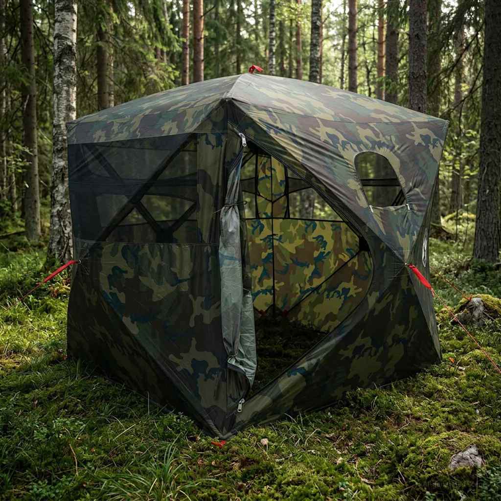 42028725_1.jpg vidaXL Poľovnícky stan Maskáčová 143 x 143 x 165 cm Polyester a oceľ – Obrázok 1