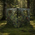 vidaXL Poľovnícky stan Maskáčová 145 x 145 x 150 cm Polyester a oceľ