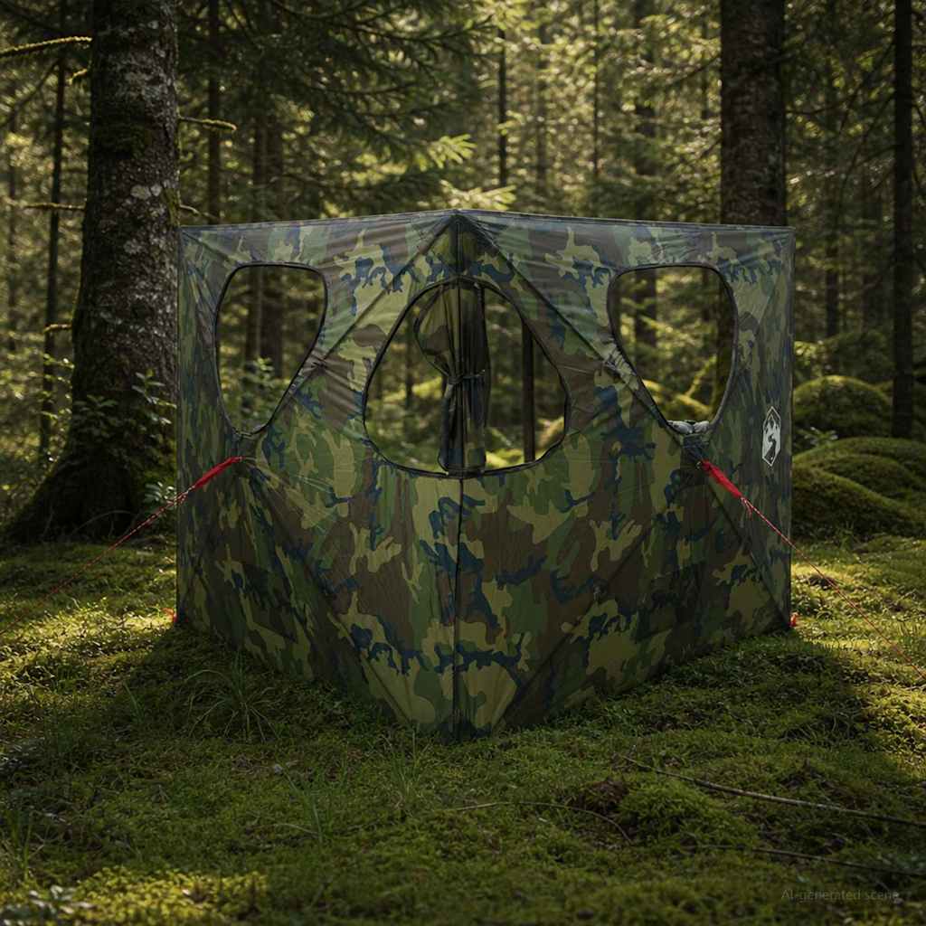 42028728_1.jpg vidaXL Poľovnícky stan Maskáčová 145 x 145 x 150 cm Polyester a oceľ – Obrázok 1