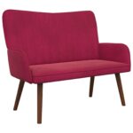 vidaXL 2-miestna pohovka Víno červené 115 x 61 x 87 cm Zamat – Obrázok 2