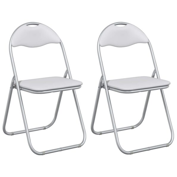 vidaXL Skladacia stolička 2 pcs Biela a šedá 48 x 43,5 x 81 cm – Obrázok 2