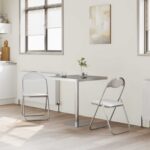 vidaXL Skladacia stolička 2 pcs Biela a šedá 48 x 43,5 x 81 cm – Obrázok 3
