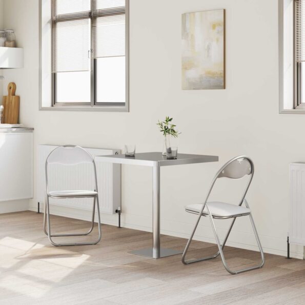 vidaXL Skladacia stolička 2 pcs Biela a šedá 48 x 43,5 x 81 cm – Obrázok 3