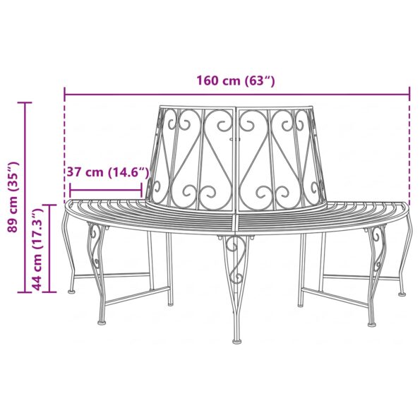 vidaXL Stromová lavička 4-Počet miest 160 x 80 x 89 cm Oceľ – Obrázok 6