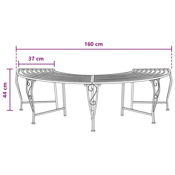 vidaXL Stromová lavička 4-Počet miest 160 x 80 x 44 cm Oceľ – Obrázok 5