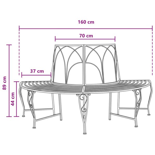 vidaXL Stromová lavička 4-Počet miest 160 x 80 x 89 cm Oceľ – Obrázok 5