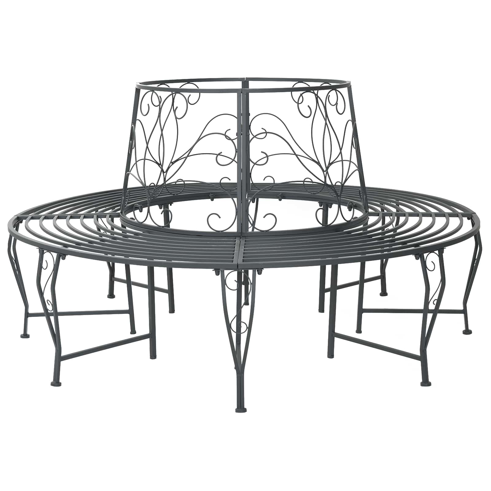42029521_1.jpg vidaXL Stromová lavička 8-Počet miest Ø 160 x 89 cm Oceľ – Obrázok 1