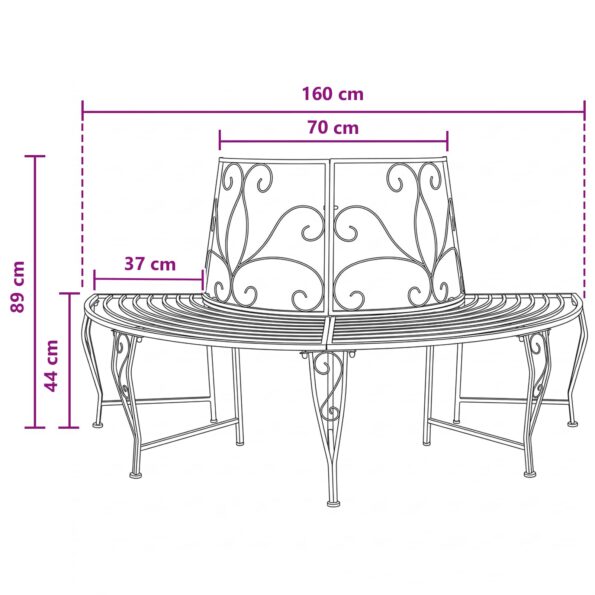 vidaXL Stromová lavička 4-Počet miest 160 x 80 x 89 cm Oceľ – Obrázok 6