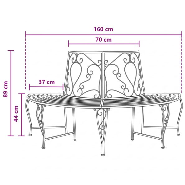 vidaXL Stromová lavička 4-Počet miest 160 x 80 x 89 cm Oceľ – Obrázok 6