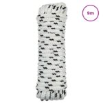 vidaXL Lano na čln 9 m 1.6 Biela a čierna Polyester – Obrázok 2