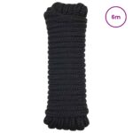 vidaXL Lano na čln 6 m 1 Čierna Polyester – Obrázok 2