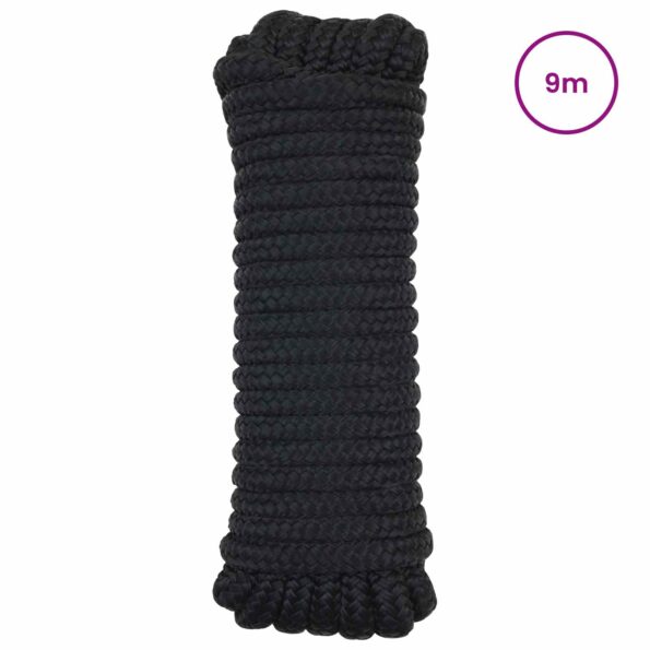 vidaXL Lano na čln 9 m 1 Čierna Polyester – Obrázok 2