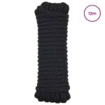 vidaXL Lano na čln 12 m 1 Čierna Polyester – Obrázok 2