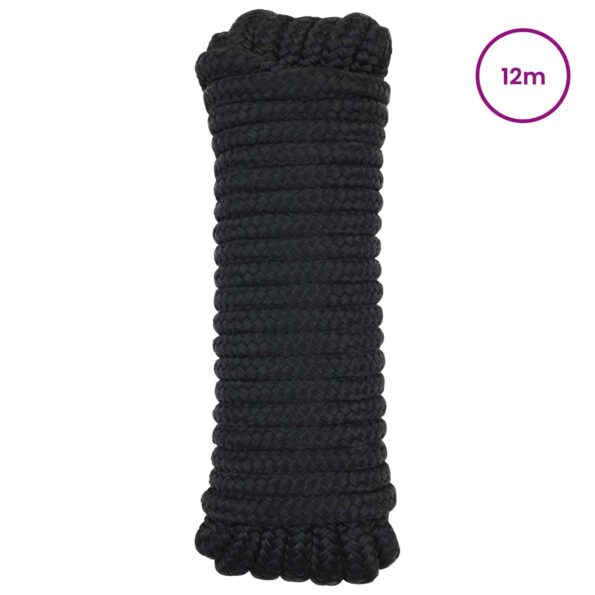 vidaXL Lano na čln 12 m 1 Čierna Polyester – Obrázok 2