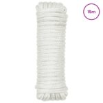 vidaXL Lano na čln 15 m 1 Biela Polyester – Obrázok 2