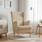 vidaXL kreslo Krémová látka – Obrázok 3