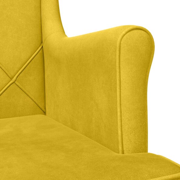vidaXL Kreslo Žltá Zamat – Obrázok 7