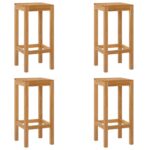 vidaXL Barová stolička 4 pcs Prírodná Husté teakové drevo – Obrázok 2