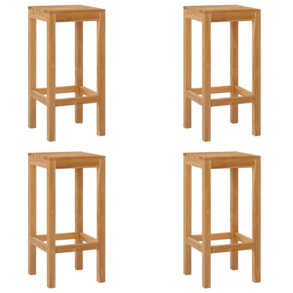 vidaXL Barová stolička 4 pcs Prírodná Husté teakové drevo – Obrázok 2