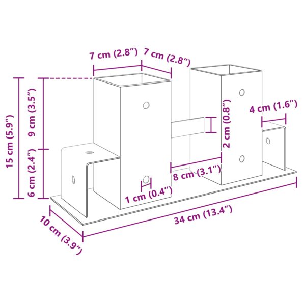 Pomocník na stohovanie dreva 12 pcs Strieborná 34 x 10 x 15 cm Oceľ – Obrázok 11