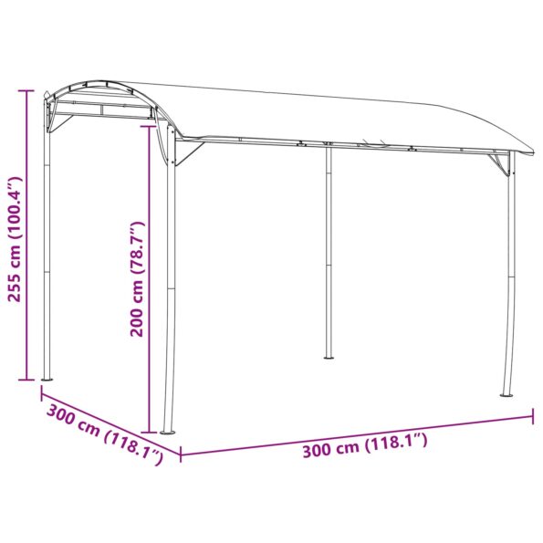 vidaXL Altánok 3 x 3 x 2,55 m Zelená – Obrázok 8