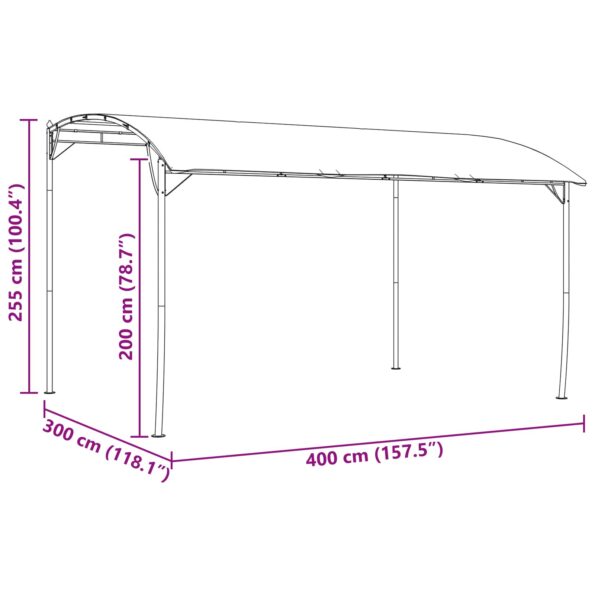 vidaXL Altánok 4 x 3 x 2,55 m Zelená – Obrázok 8
