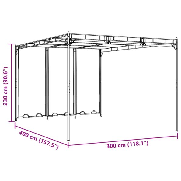 vidaXL Altánok 4 x 3 x 2,3 m Zelená Polyester a oceľ – Obrázok 9