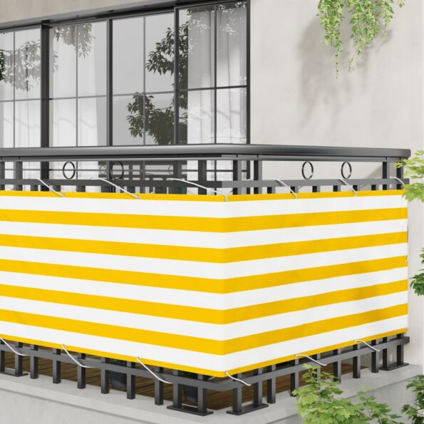 vidaXL Balkónová obrazovka Žltá a biela 75 x 200 cm – Obrázok 3