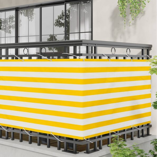 vidaXL Balkónová obrazovka Žltá a biela 90 x 200 cm – Obrázok 3