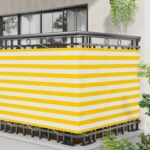 vidaXL Balkónová obrazovka Žltá a biela 110 x 600 cm Oxfordská látka – Obrázok 3