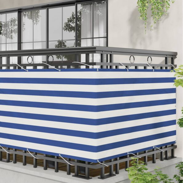 vidaXL Balkónová obrazovka Modrá a biela 90 x 200 cm – Obrázok 3