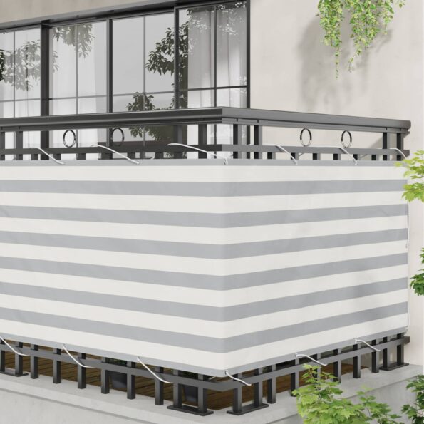 vidaXL Balkónová obrazovka Svetlo šedá a biela 90 x 600 cm – Obrázok 3