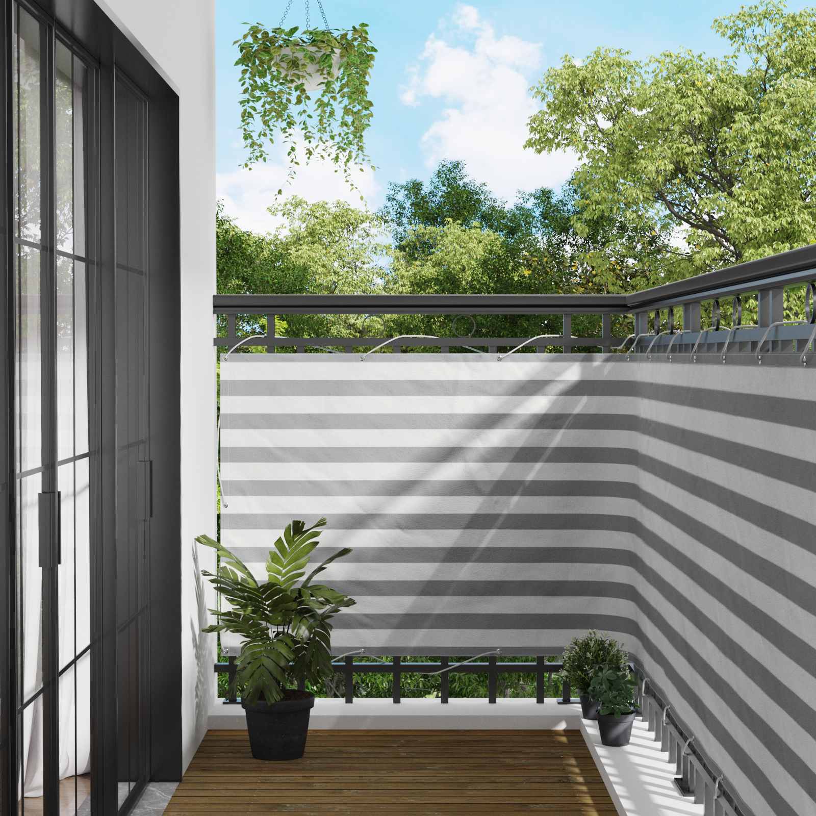 42030949_1.jpg vidaXL Balkónová obrazovka Svetlo šedá a biela 110 x 300 cm – Obrázok 1
