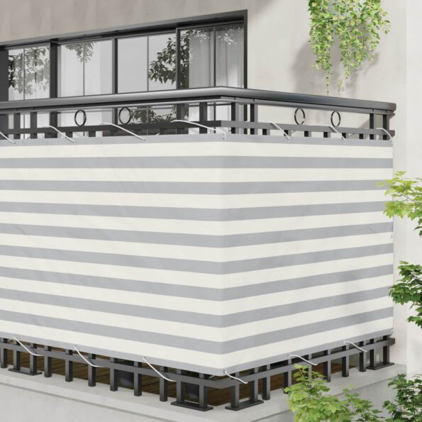 vidaXL Balkónová obrazovka Svetlo šedá a biela 110 x 600 cm – Obrázok 3