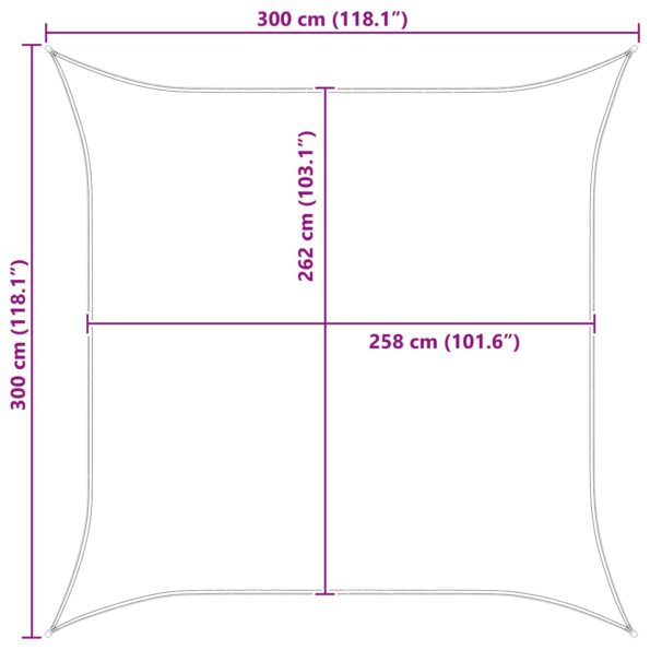 vidaXL Slnečná plachta Svetlo šedá a biela 3 x 3 m – Obrázok 10