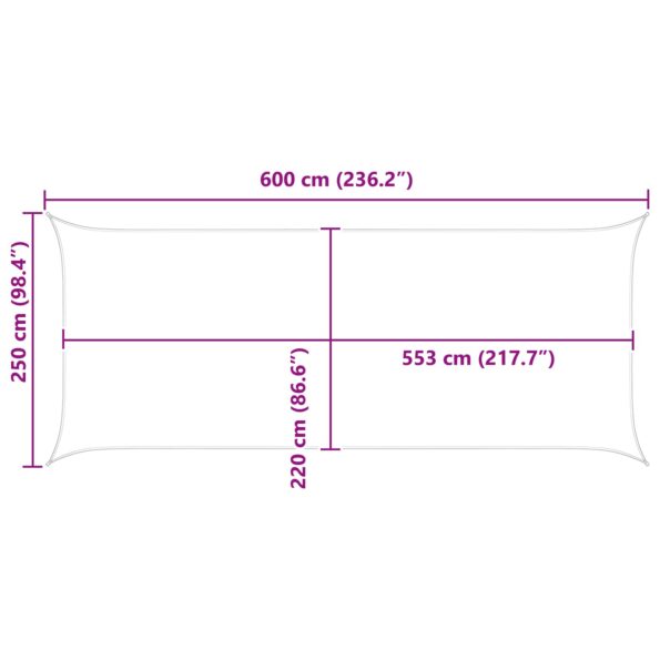 vidaXL Slnečná plachta Krémová 6 x 2,5 m 100% polyester Oxford – Obrázok 10