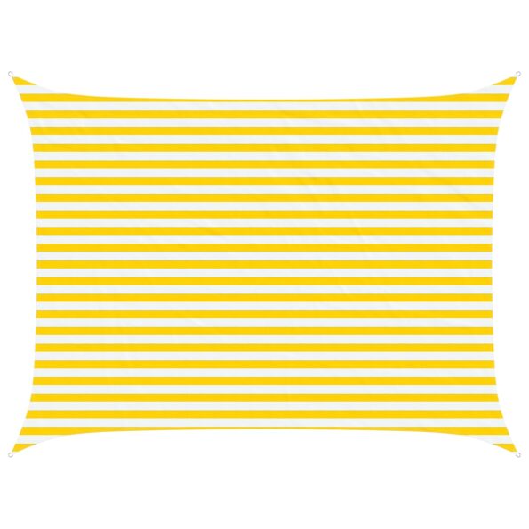 vidaXL Slnečná plachta Žltá a biela 4 × 3 m 100% polyester Oxford – Obrázok 2