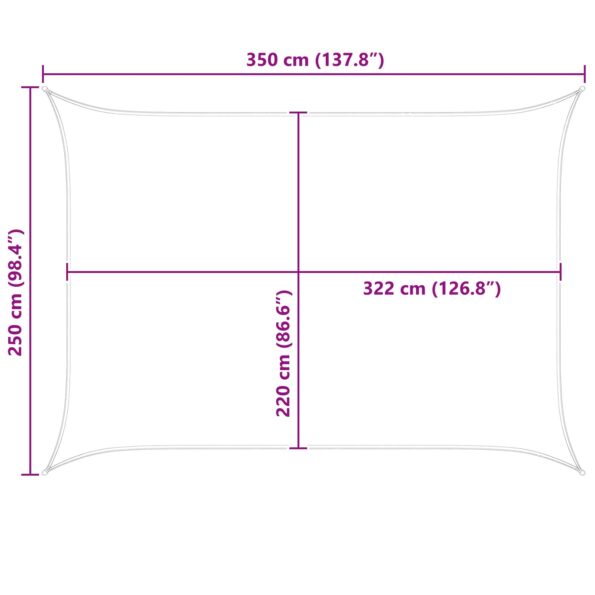vidaXL Slnečná plachta 3,5 x 2,5 m 100% polyester Oxford Obdĺžnikový – Obrázok 10