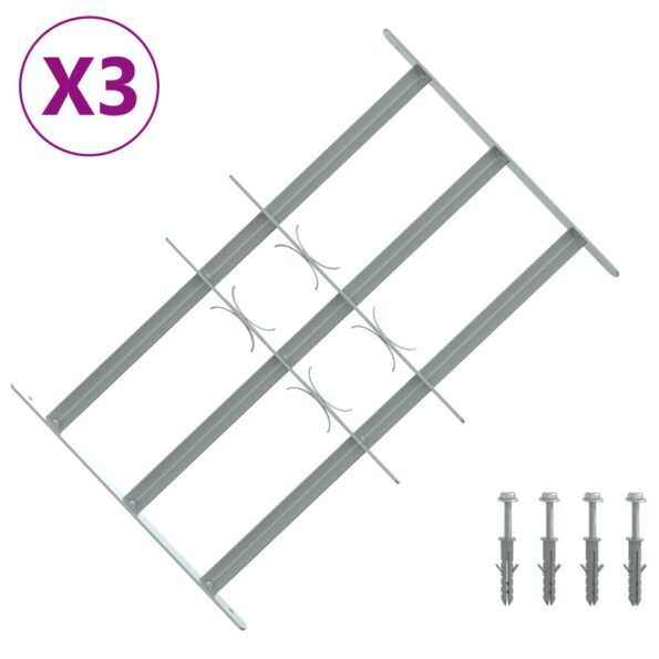 vidaXL Zabezpečovacia mriežka na okná s 3 priečkami 3 pcs 430-740 mm – Obrázok 2