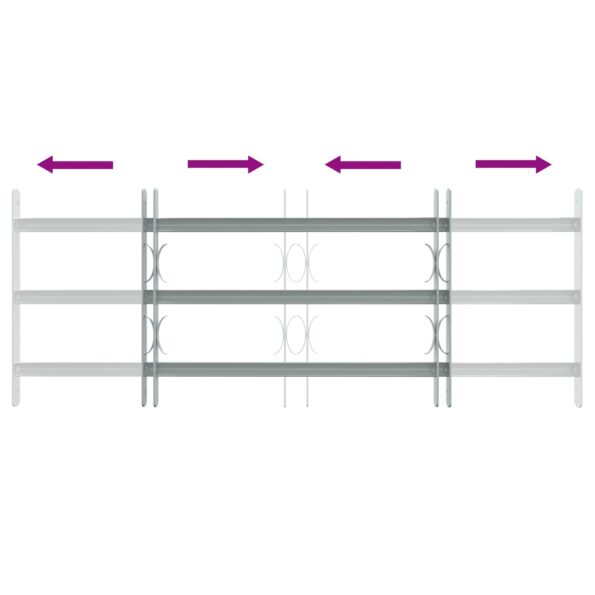 vidaXL Zabezpečovacia mriežka na okná s 3 priečkami 3 pcs 630-1140 mm – Obrázok 6